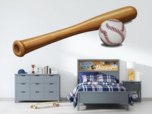 Load image into Gallery viewer, Baseball Bat Wallpaper Baseball Room Wall Decal Sports Wall Mural Peel And Stick Wallpaper Boys Baseball Bedroom Decor Kids Sports Nursery