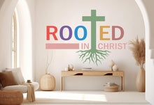 Load image into Gallery viewer, Rooted in Christ, Religious Wall Sign, Christian Wall Words, Church Sanctuary Wall Art, Church Wall Decor, Religious Wall Art