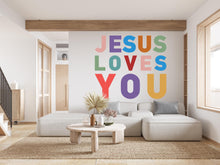 Load image into Gallery viewer, Jesus Loves You, Religious Wall Sign, Christian Wall Words, Church Sanctuary Wall Art, Church Wall Decor, Religious Wall Art