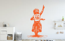 Load image into Gallery viewer, Little Boy Motocross Wall Decal, Personalized Gifts Custom Name Bike Wall sticker, Motocross wall art Kids room Decal