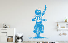 Load image into Gallery viewer, Little Boy Motocross Wall Decal, Personalized Gifts Custom Name Bike Wall sticker, Motocross wall art Kids room Decal