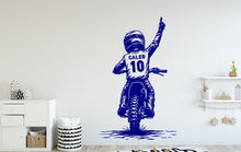 Load image into Gallery viewer, Little Boy Motocross Wall Decal, Personalized Gifts Custom Name Bike Wall sticker, Motocross wall art Kids room Decal