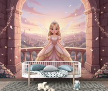 Load image into Gallery viewer, Custom Fairy Princess Portrait, Personalised Girl Wall Art, Princess Castle Wallpaper, Kids Room Decor, Custom Baby, Toddler Birthday Gift