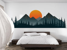 Load image into Gallery viewer, Mountain Sunset Wallpaper Minimalist Forest Wall Decal Nature Wall Mural Peel And Stick Wallpaper Living Room Modern Landscape Wall Decor