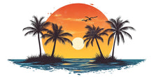 Load image into Gallery viewer, Tropical Sunset Wall Decal Palm Trees Ocean Island Sticker Coastal Beach Wall Decor Removable Vinyl Art Summer Vibes Living Room Bedroom