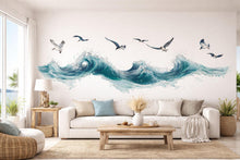 Load image into Gallery viewer, Ocean Wave Wallpaper Coastal Wall Decal Beach Wall Mural Peel And Stick Wallpaper Bedroom Living Room Nautical Sea Wall Decor Modern Coastal