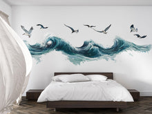 Load image into Gallery viewer, Ocean Wave Wallpaper Coastal Wall Decal Beach Wall Mural Peel And Stick Wallpaper Bedroom Living Room Nautical Sea Wall Decor Modern Coastal