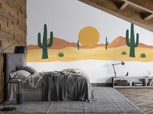 Load image into Gallery viewer, Desert Cactus Wallpaper Boho Wall Decal Sunset Wall Mural Peel And Stick Wallpaper Living Room Bedroom Western Desert Wall Decor Minimalist