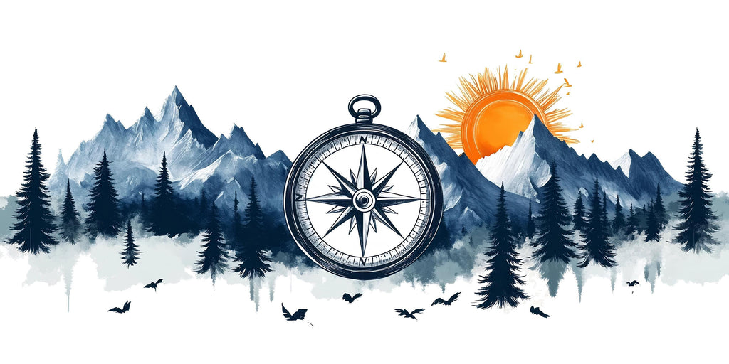 Compass Mountain Wallpaper Adventure Wall Decal Forest Wall Mural Peel And Stick Wallpaper Bedroom Living Room Cabin Nature Wall Decor