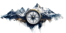 Load image into Gallery viewer, Compass Mountain Wallpaper Vintage Wall Decal Adventure Wall Mural Peel And Stick Wallpaper Office Living Room Rustic Luxury Wall Decor
