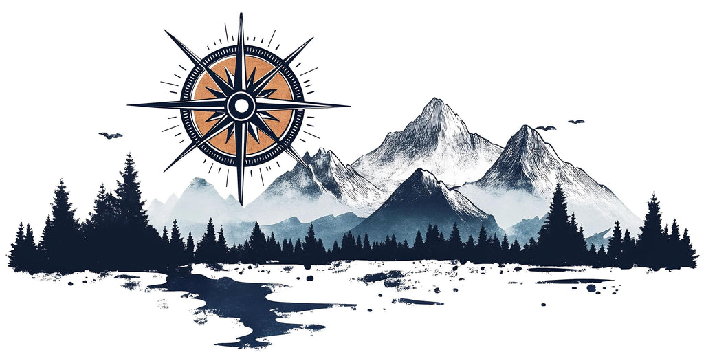 Compass Mountain Wallpaper Adventure Wall Decal Forest Wall Mural Peel And Stick Wallpaper Bedroom Office Modern Nature Wall Decor