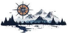 Load image into Gallery viewer, Compass Mountain Wallpaper Adventure Wall Decal Forest Wall Mural Peel And Stick Wallpaper Bedroom Office Modern Nature Wall Decor