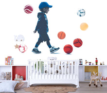 Load image into Gallery viewer, Sports Boy Wall Decal, Kids Room Wall Sticker, Basketball Soccer Decor, Playroom Wall Art, Nursery Sports Mural, 512mv