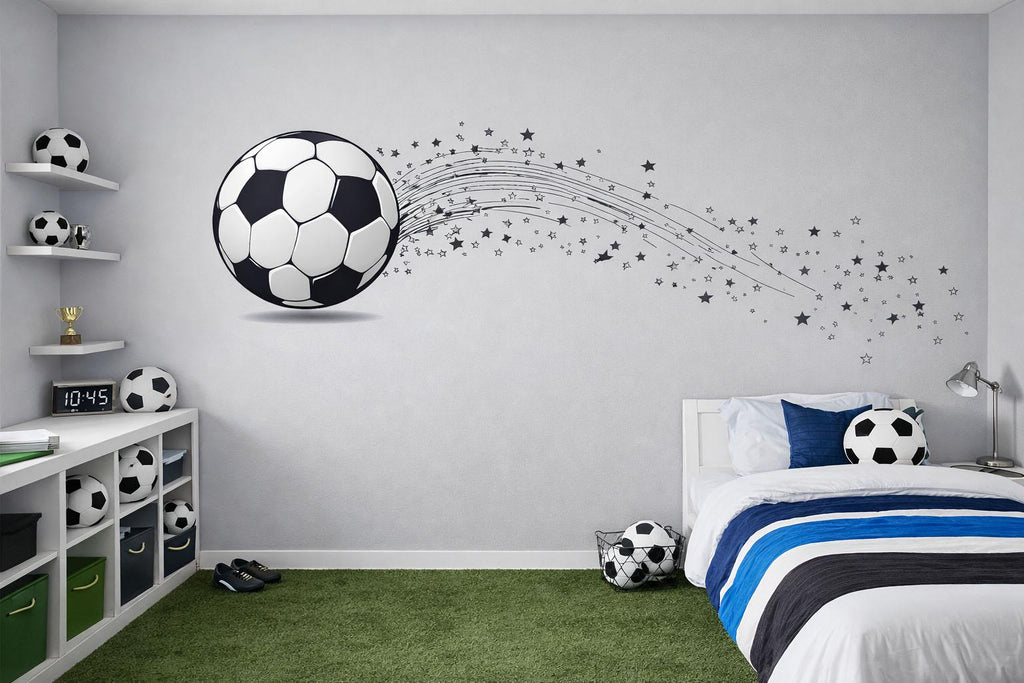 Soccer Ball Wall Decal, Sports Wall Sticker, Boys Room Wall Art, Kids Soccer Decor, Playroom Wall Mural, 521mv