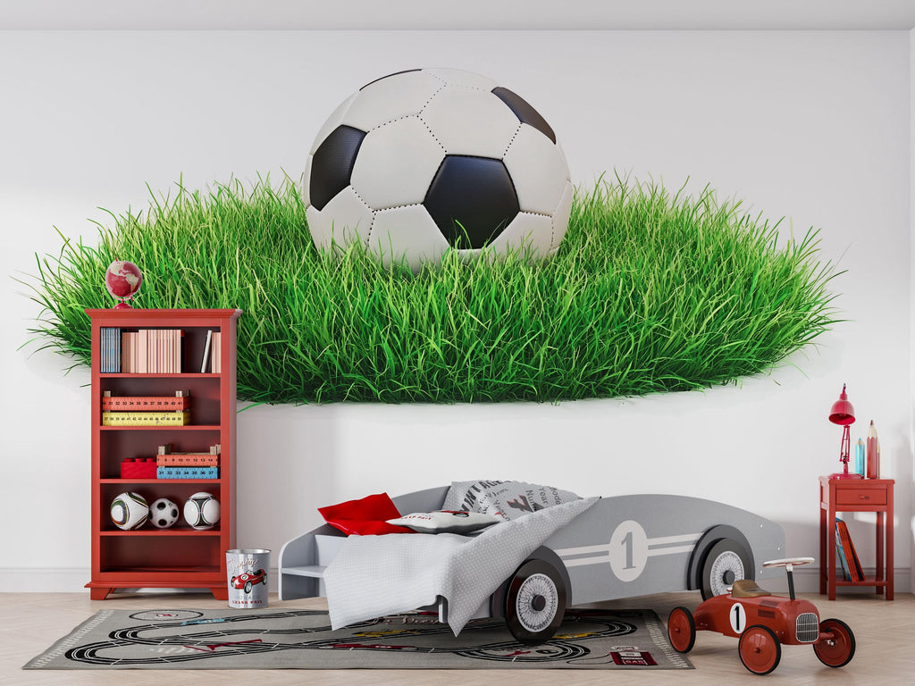 Soccer Ball Wall Decal, Football Wall Sticker, Kids Room Wall Art, Boys Sports Decor, Playroom Wall Mural, 523mv