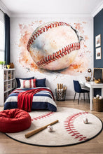 Load image into Gallery viewer, Baseball Wall Decal, Watercolor Baseball Sticker, Boys Room Wall Art, Sports Nursery Decor, Playroom Wall Mural, 525mv