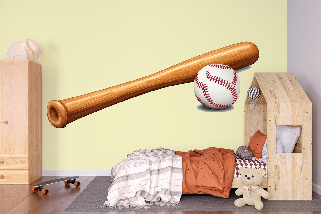 Baseball Bat Wall Decal, Baseball Wall Sticker, Boys Room Wall Art, Sports Nursery Decor, Playroom Mural, 527mv