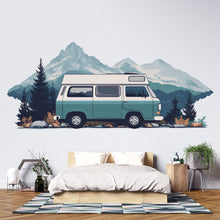 Load image into Gallery viewer, Camper Van Wall Decal, Mountain Adventure Wall Sticker, RV Wall Art, Bedroom Wall Mural, Camping Nature Decor, 536mv