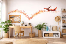 Load image into Gallery viewer, Airplane Wall Decal, Travel Wall Sticker, Plane Wall Art, Kids Room Decor, Aviation Wall Mural, Wanderlust Decor, 538mv
