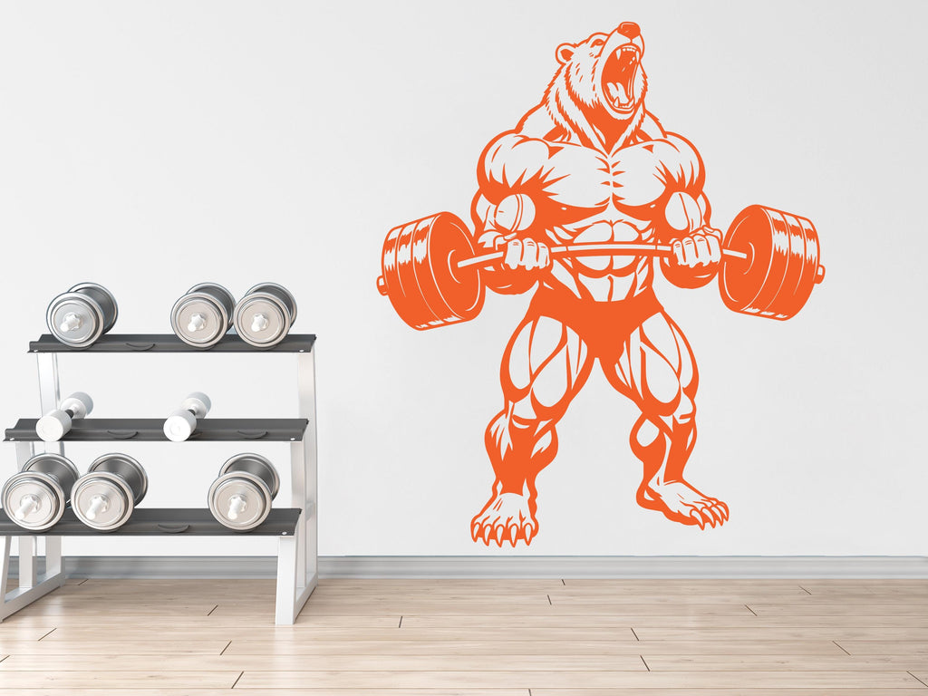 Bear Gym Wall Decal Bodybuilder fitness Decor Workout Art Vinyl Gym Wall Stickers Bedroom Gym Workout Skull Motivation 373DE