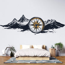 Load image into Gallery viewer, Compass Mountain Wallpaper Rustic Wall Decal Cabin Wall Mural Peel And Stick Wallpaper Living Room Lodge Decor Adventure Nature Wall Art