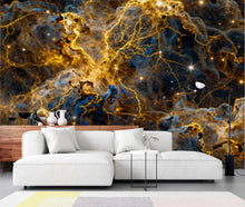 Load image into Gallery viewer, Abstract Cosmic Nebula Wallpaper, Liquid Gold Galaxy Wall mural, Luxury Space Decor, Celestial Peel and stick