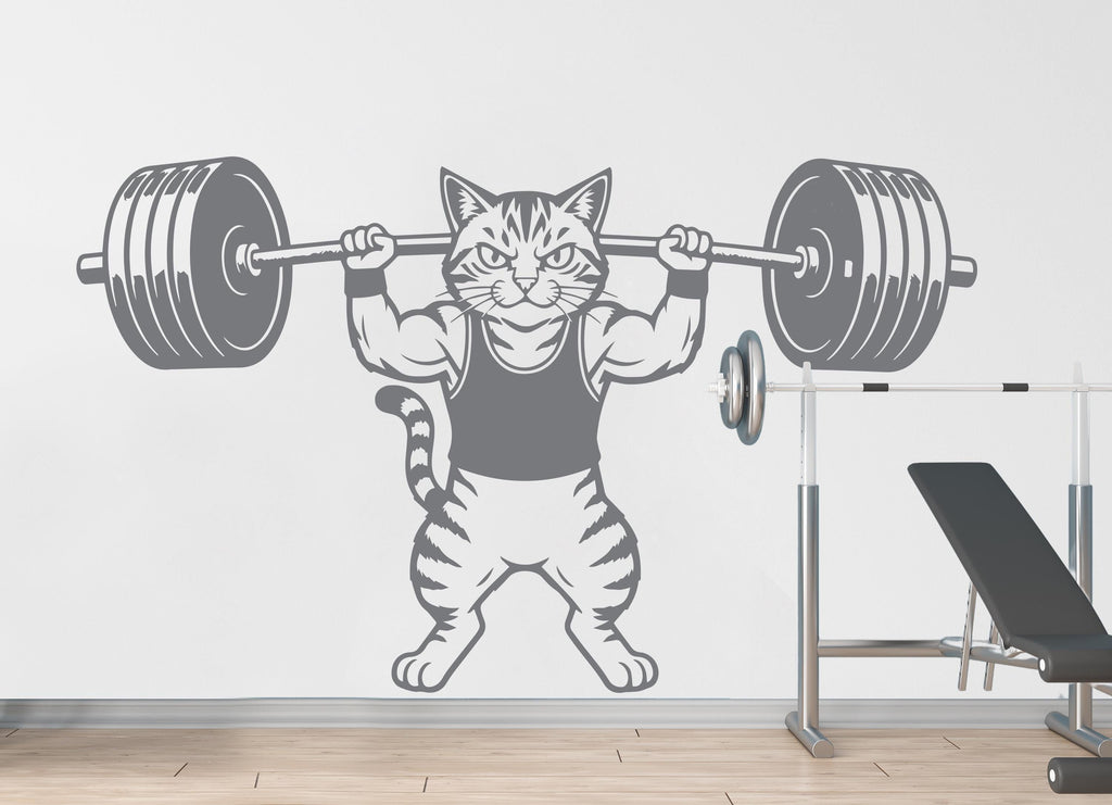 Cat Gym Wall Decal Bodybuilder fitness Decor Workout Art Vinyl Gym Wall Stickers Bedroom Gym Workout Skull Motivation 363DE