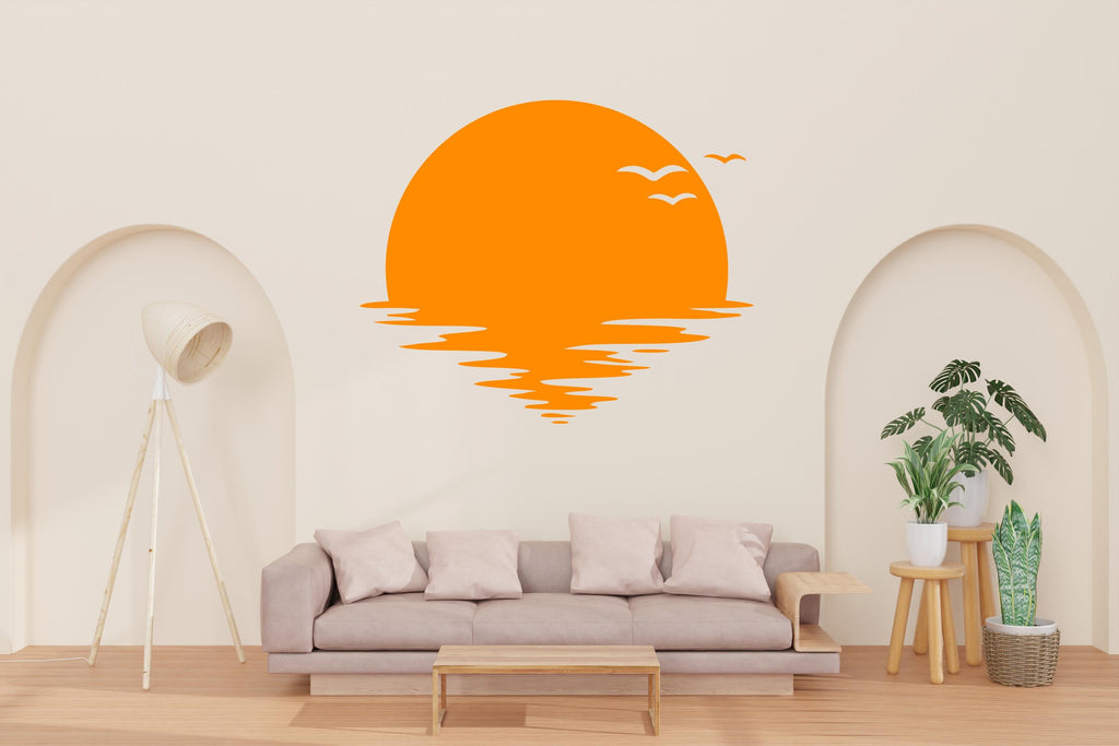 Sun Wall Decal, Vinyl sunset decals, Sunshine wall decal, Half Sun decal, Boho Sun Nursery Decor, Sunrise nursery decal Sunshine decor 794LU