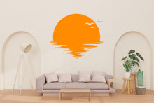 Load image into Gallery viewer, Sun Wall Decal, Vinyl sunset decals, Sunshine wall decal, Half Sun decal, Boho Sun Nursery Decor, Sunrise nursery decal Sunshine decor 794LU