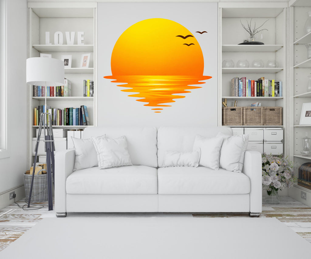 Sun Wall Decal, Vinyl sunset decals, Sunshine wall decal, Half Sun decal, Boho Sun Nursery Decor, Sunrise nursery decal Sunshine decor 795LU