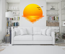 Load image into Gallery viewer, Sun Wall Decal, Vinyl sunset decals, Sunshine wall decal, Half Sun decal, Boho Sun Nursery Decor, Sunrise nursery decal Sunshine decor 795LU