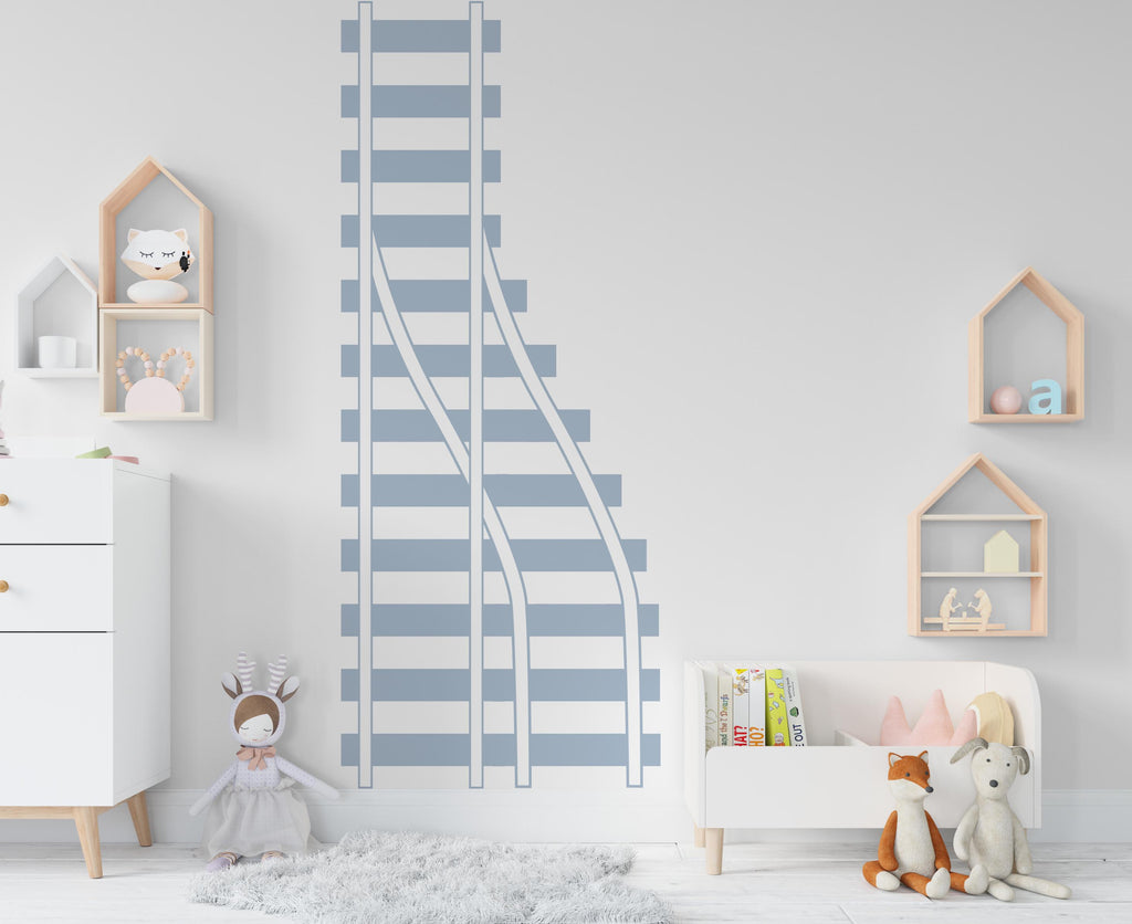 Railroad train Wall Decal Highway Vinyl Sticker Track Route Wall Decor Kids Playroom Boys Room Wall Art Train Bedroom Mural Sticker 799LU