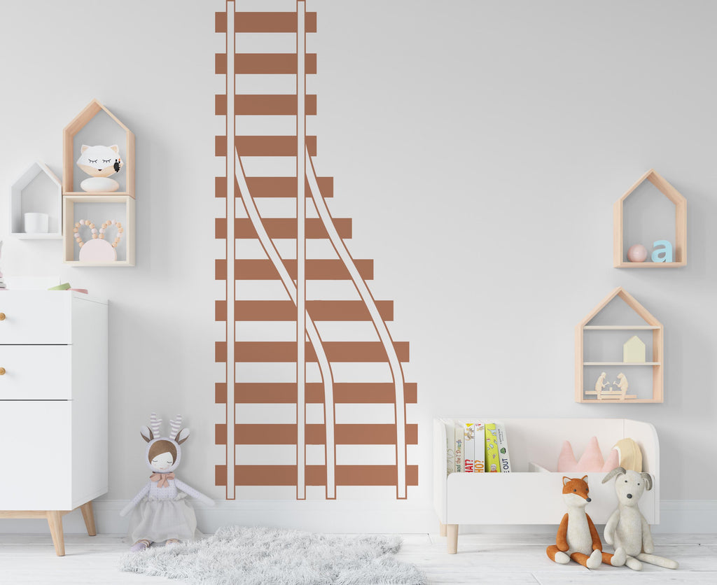 Railroad train Wall Decal Highway Vinyl Sticker Track Route Wall Decor Kids Playroom Boys Room Wall Art Train Bedroom Mural Sticker 799LU