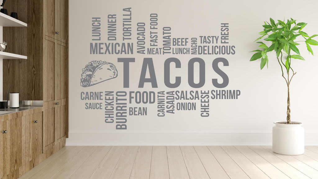 Tacos Wall Decal Restaurant Wall Decal Burrito Wall Sticker Wall Decal Wall Art Window Wall Sticker Mexican food Decor