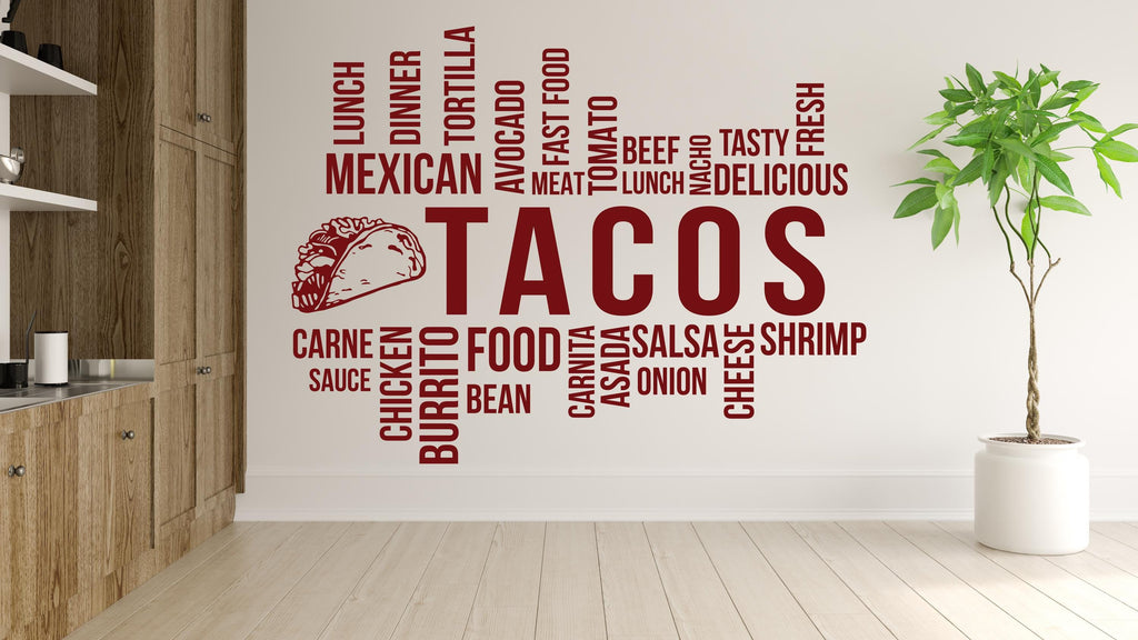 Tacos Wall Decal Restaurant Wall Decal Burrito Wall Sticker Wall Decal Wall Art Window Wall Sticker Mexican food Decor