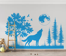 Load image into Gallery viewer, Large Wolf Moon Wall Decal | Minimalist Bedroom Art | Forest Nursery Decor | Removable Vinyl Sticker | Wildlife Lover Gift