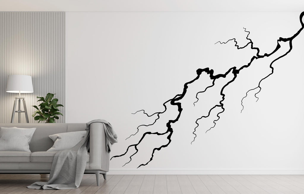 Thunder Bolt Wall mural decals decor, Lightning strike wall decal, Lightning bolt wall decal sticker, Nature storm wall vinyl decal 801LU