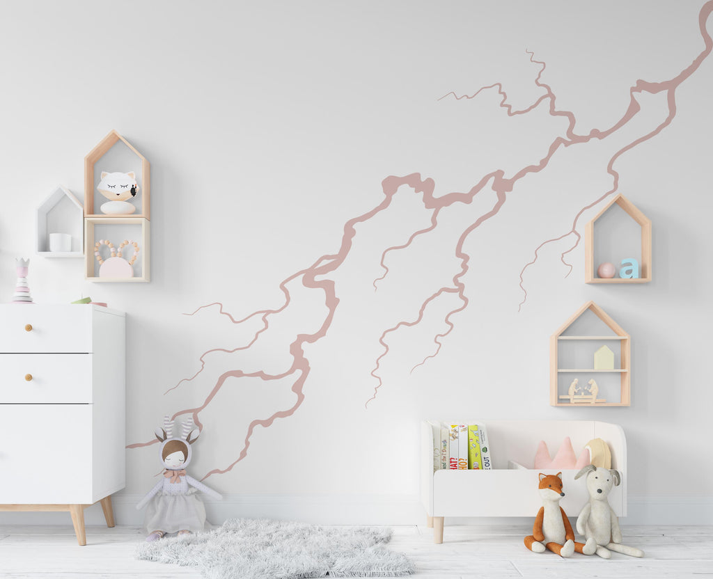 Thunder Bolt Wall mural decals decor, Lightning strike wall decal, Lightning bolt wall decal sticker, Nature storm wall vinyl decal 801LU