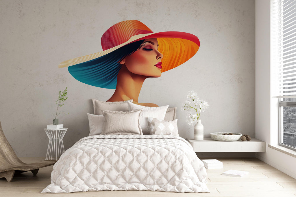 Woman Face Wall Sticker, Fashion Wall Decal, Abstract Lady Wall Art, Modern Bedroom Decor, Beauty Salon Sticker, 102gm