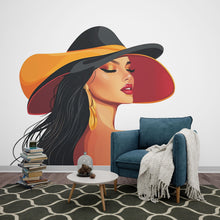 Load image into Gallery viewer, Fashion Lady Wall Sticker, Woman Face Decal, Glam Wall Art, Beauty Salon Decor, Modern Girl Room Sticker, 103gm