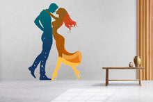 Load image into Gallery viewer, Couple Wall Decal, Romantic Silhouette Sticker, Love Wall Art, Bedroom Decor, Modern Couple Mural, 109gm