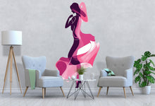 Load image into Gallery viewer, Pink Fashion Lady Wall Decal, Woman Silhouette Sticker, Glam Wall Art, Girl Room Decor, Boutique Wall Mural, 110gm