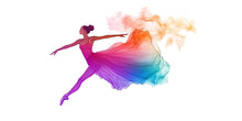 Load image into Gallery viewer, Ballerina Wall Decal, Rainbow Dance Sticker, Ballet Wall Art, Girl Room Decor, Colorful Dancer Mural, 111gm
