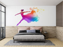 Load image into Gallery viewer, Ballerina Wall Decal, Rainbow Dance Sticker, Ballet Wall Art, Girl Room Decor, Colorful Dancer Mural, 111gm