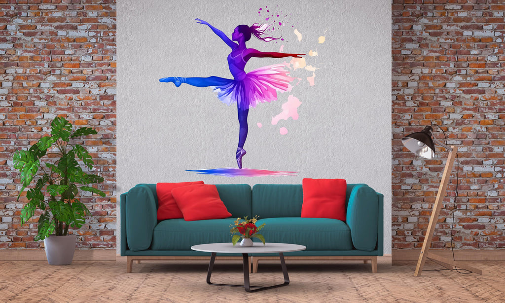 Ballerina Wall Decal, Ballet Wall Sticker, Dancer Wall Art, Girl Room Decor, Dance Studio Mural, 112gm