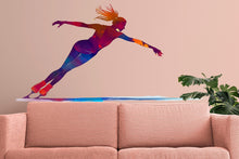 Load image into Gallery viewer, Ice Skater Wall Decal, Figure Skating Sticker, Sports Wall Art, Girl Room Decor, Skating Mural, 113gm