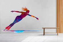Load image into Gallery viewer, Ice Skater Wall Decal, Figure Skating Sticker, Sports Wall Art, Girl Room Decor, Skating Mural, 113gm