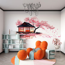 Load image into Gallery viewer, Cherry Blossom Wall Decal, Japanese House Sticker, Pink Tree Wall Art, Nursery Decor, Floral Wall Mural, 120gm