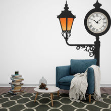 Load image into Gallery viewer, Vintage Clock Wall Decal, Street Lamp Sticker, Retro Wall Art, Living Room Decor, Classic Wall Mural, 123gm