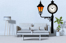 Load image into Gallery viewer, Vintage Clock Wall Decal, Street Lamp Sticker, Retro Wall Art, Living Room Decor, Classic Wall Mural, 123gm
